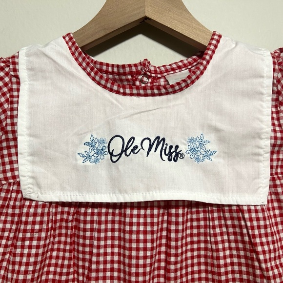 Little King Ole Miss Gingham Dress With Embroidered Smock Girls 3T - Picture 3 of 9
